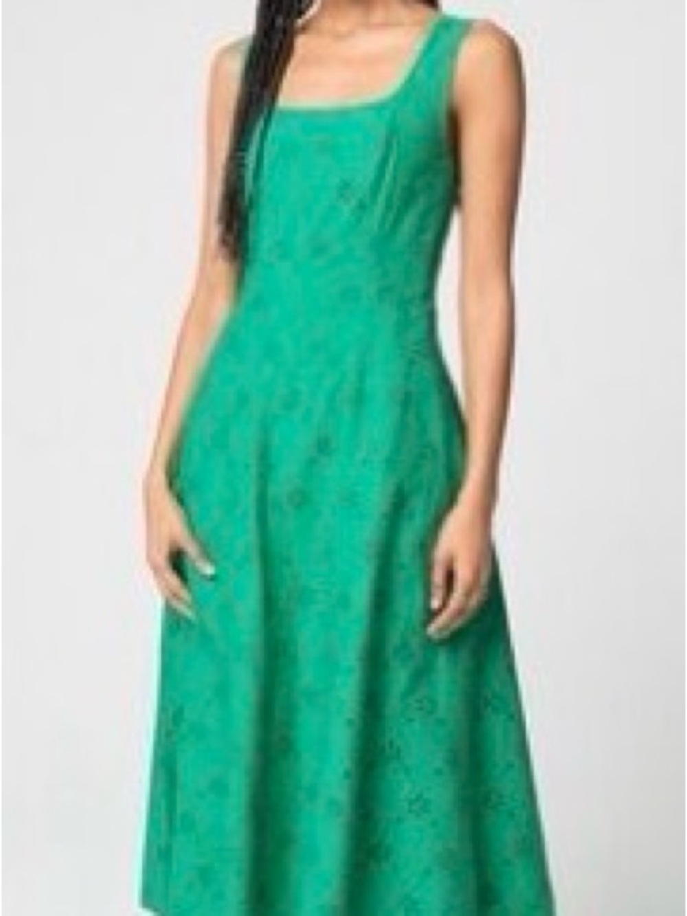 NWOT J Crew Green Eyelet Maxi Dress Square NeckSZ2 pit2pit15” L 46” shoulder2hem